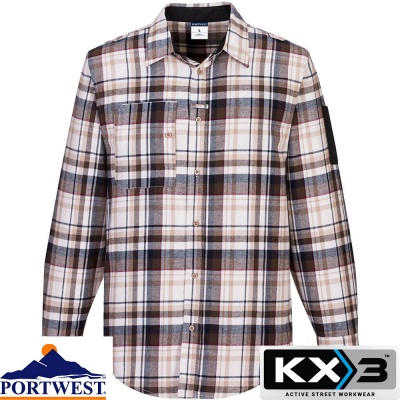 Portwest KX3 100% Cotton Check Work Shirt - KX370
