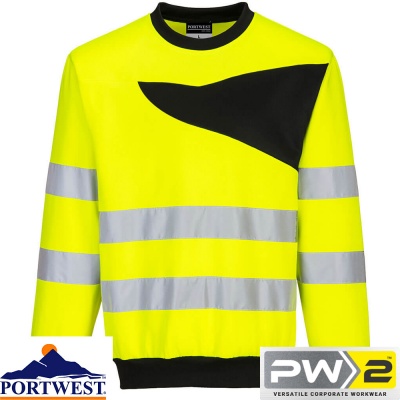 Portwest PW2 Hi-Vis Crew Neck Sweatshirt - PW277