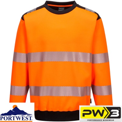 Portwest PW3 Hi-Vis Crew Neck Sweatshirt - PW379