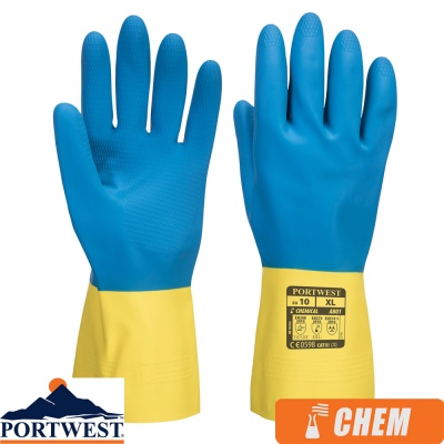 Portwest Double Dipped Chemical Protection Latex Gauntlet - A801