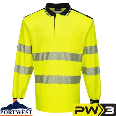 Portwest PW3 Hi-Vis Polo Shirt Long Sleeve - T184