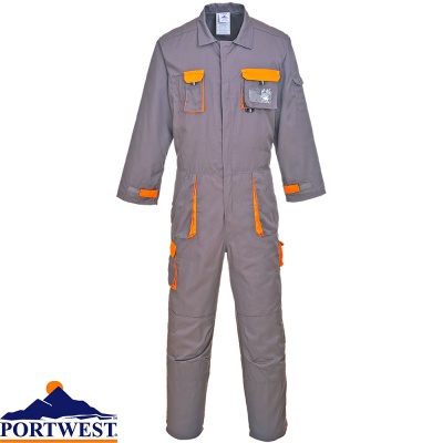Portwest Texo Contrast Coverall Knee Pad Pockets Boilersuit Work Wear TX15 