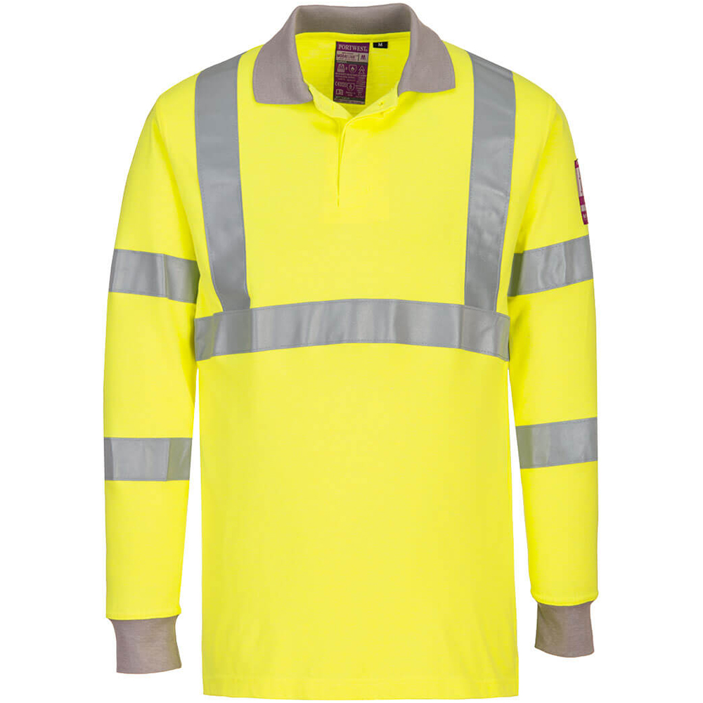 Portwest Flame Retardant Anti Static Hi Vis Long Sleeve Polo