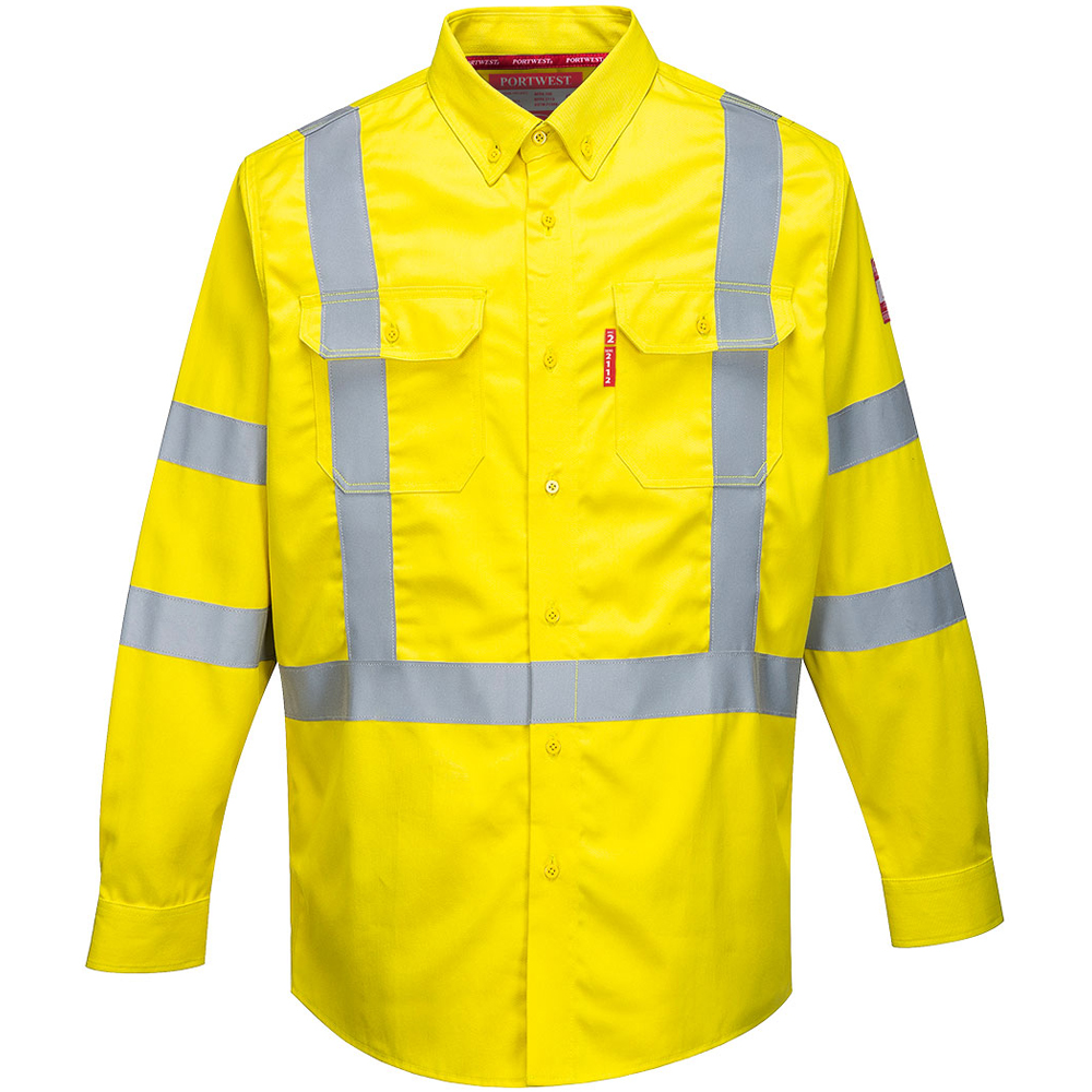 FR Hi Vis Safety Shirt - Flame Resistant 100% Cotton ANSI Compliant