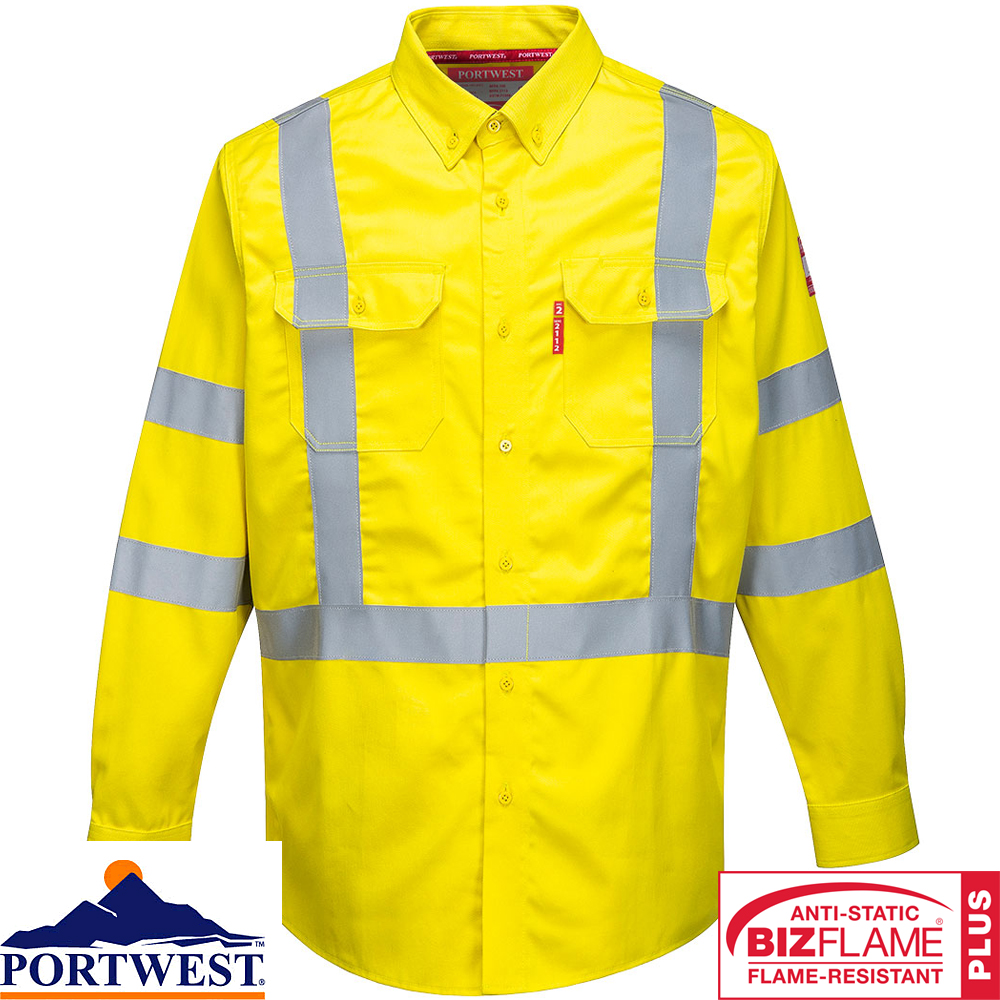 Portwest Bizflame 88 12 Flame Resistant Lightweight Hi Vis Shirt