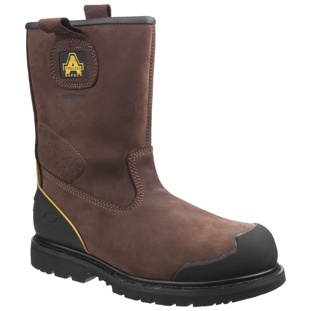 Tall leather work boots top