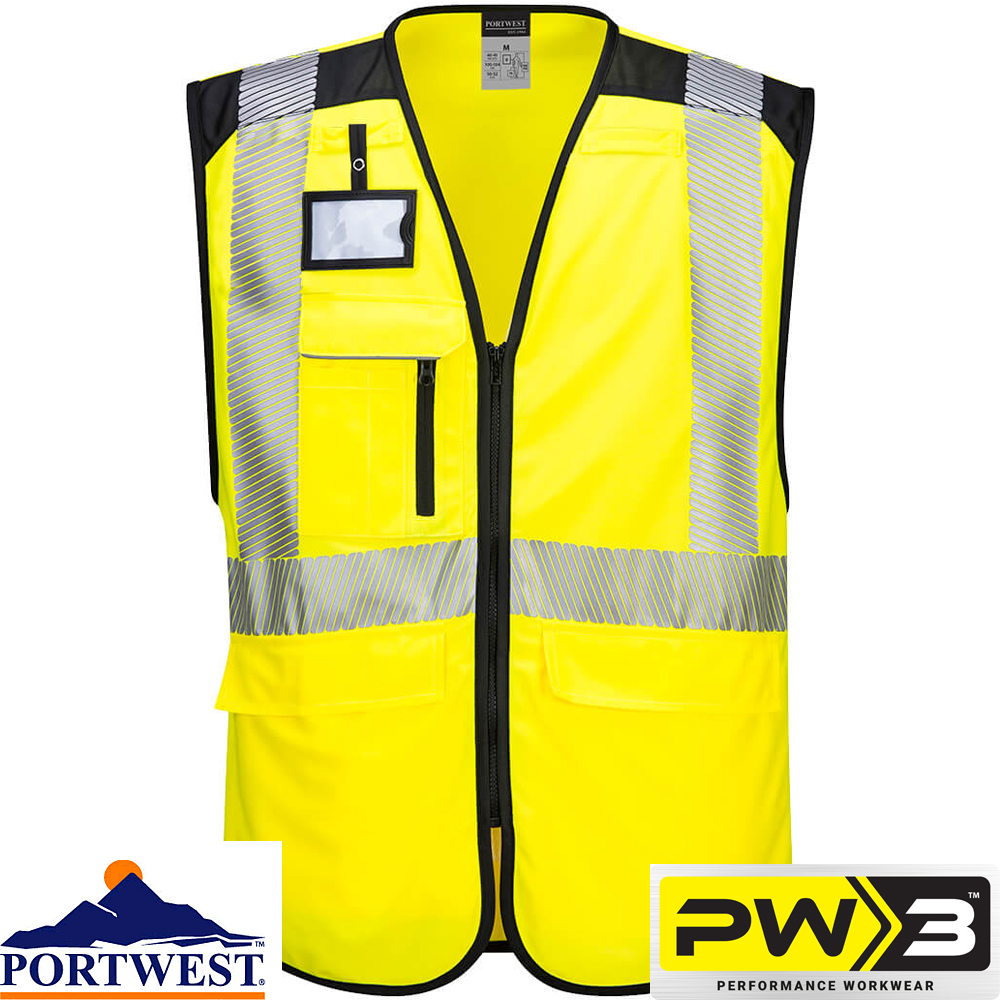 Portwest Men Madrid Executive Mesh Vest Orange/Yellow Various Size C496 