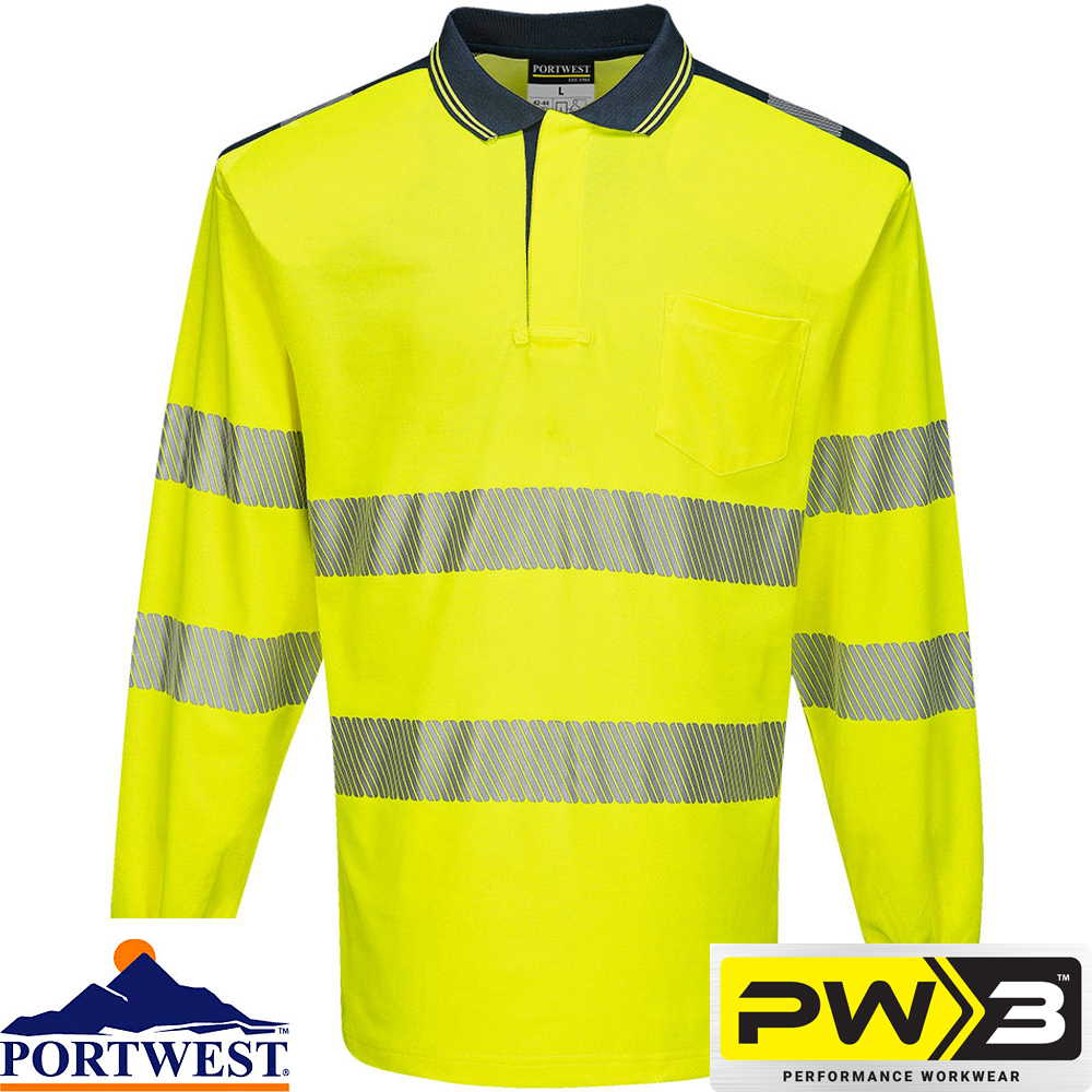 Portwest PW3 HiVis Polo Shirt Long Sleeve T184