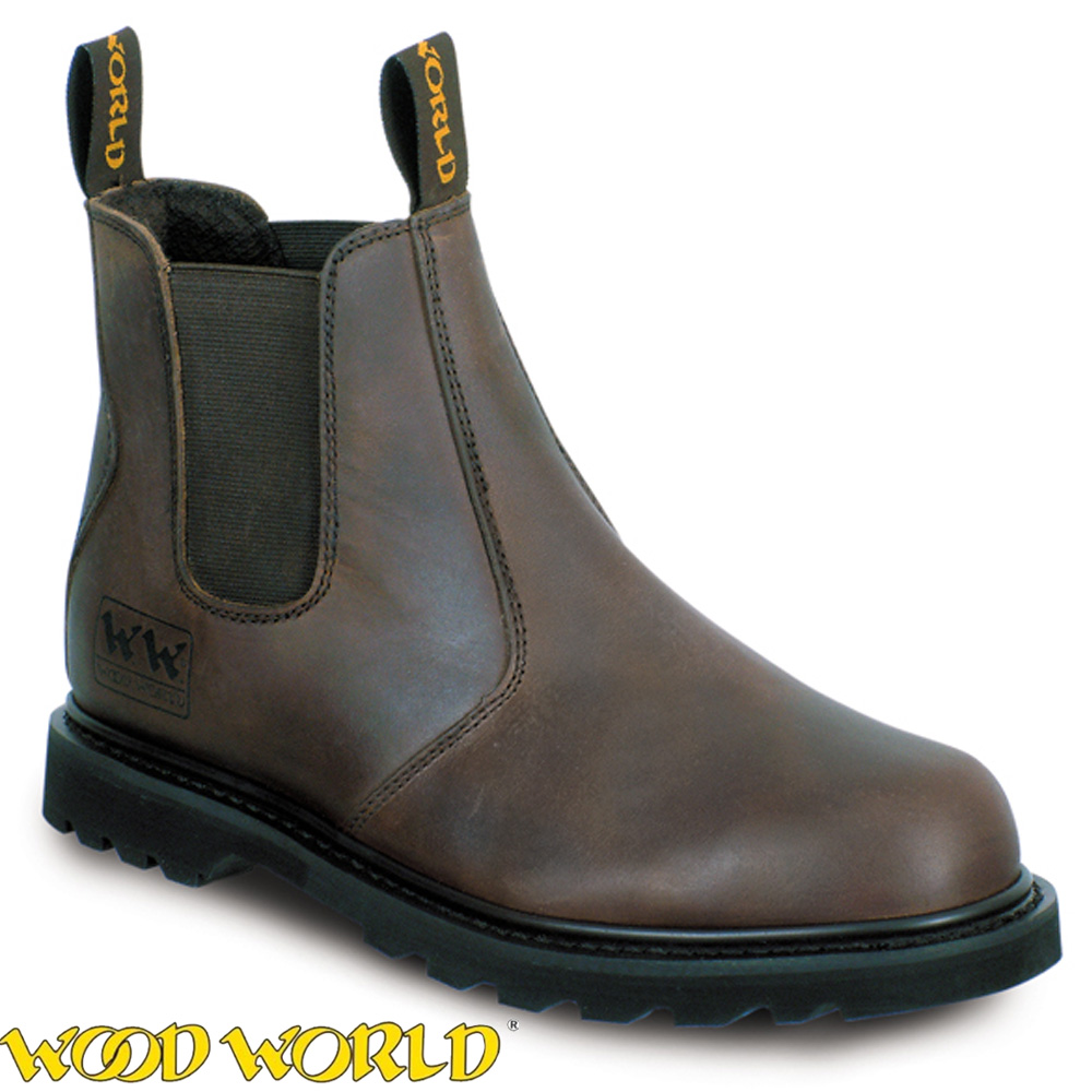Wood World Waterproof Goodyear Welted Black Leather Steel Toe Cap Safety Boots 