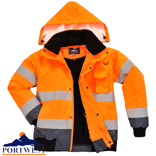 Hi Vis Contrast Bomber Jacket Detachable Sleeves C465