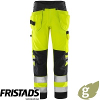 Fristads Green Hi Vis Craftsman Trousers Class 2 2641 GPLU - 131981