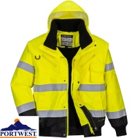 Hi Vis Contrast Bomber Jacket Detachable Sleeves - C465X