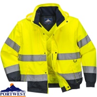 Portwest Hi Vis 2 in 1 Bomber Jacket - Detachable Sleeves - C468