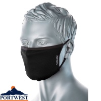 Portwest 3-Ply Anti-Microbial Fabric Face Mask (Pk25) - CV33