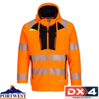 Portwest DX4 Hi-Vis 1. osztályú tölcsér nyakú cipzáras pulóv