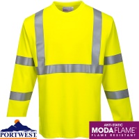 Portwest Flame Resistant Hi-Vis Long Sleeve T-Shirt - FR96