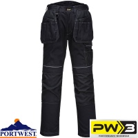 Black Portwest DX449 DX4 Sretch Kneepad Work Trousers 