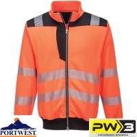 Portwest PW3 Zipped Hi-Vis Workwear Sweatshirt - PW370