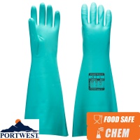 Portwest Extended Length Nitrile Chemical Protection Gauntlet - A813