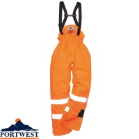 Portwest Rain Lined Hi Vis Breathable Antistatic Flame Retardant Trousers - S781