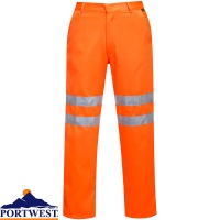 Portwest E041 yellow hi vis poly cotton trousers 