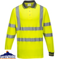 Portwest Hi Vis Long Sleeved Cotton Comfort Polo - S271