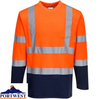 Portwest Hi Vis Two-Tone Long Sleeved Cotton Comfort T-shirt - S280