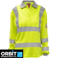 Orbit Womens Inherent FR ARC Hi Vis Long Sleeve Polo Shirt - STRATUS