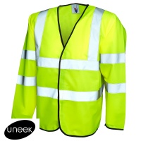 Uneek Hi Vis Long Sleeve Safety Waist Coat - UC802